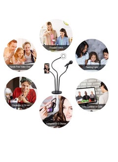 Generic 3 in 1 Professional Live Broadcasting Kit with Mini USB Ring Mic Stand and Mobile Phone Webcam Stand Premium Stand for Makeup Video Shooting, Live Video Calling and More  - Image 2