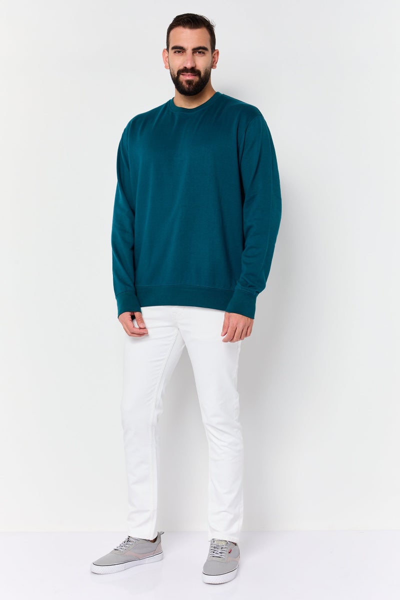 Fleece Factory سويت شيرتات بأكمام طويلة للرجال بتصميم عادي، لون أخضر مريمي - Image 3