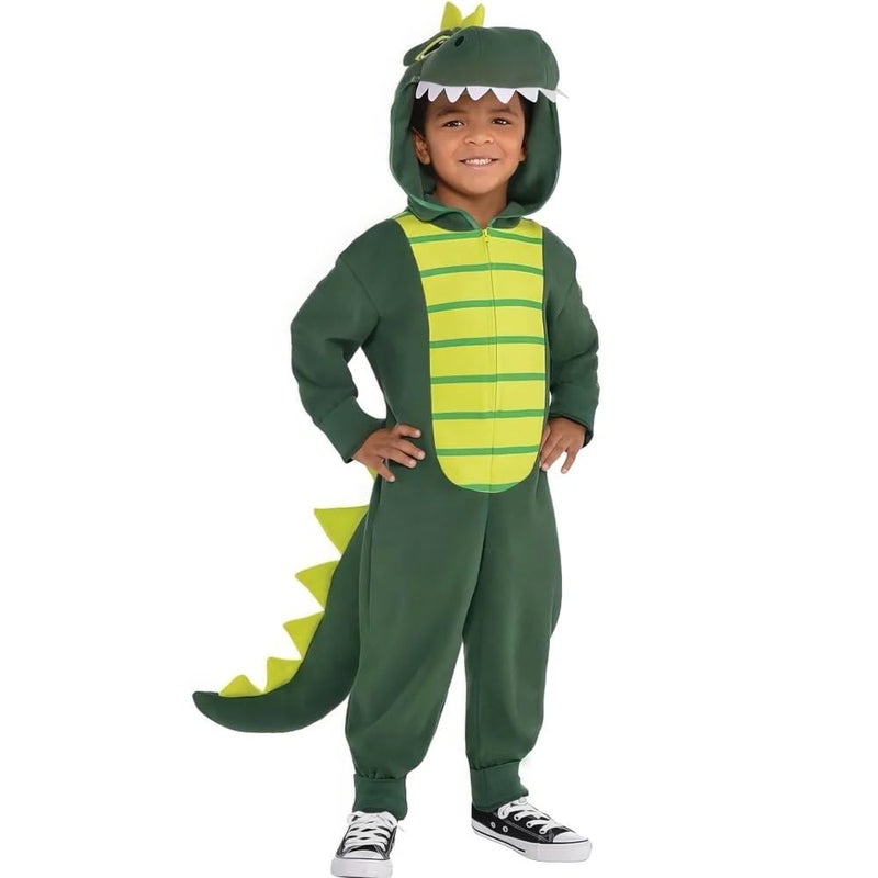Amscan Green Dinosaur Zipster Costume For Kids ? Small (4-6) - Soft, Colorful Fleece - Adorable & Unique Cosplay Costume ? Perfect for Halloween - Image 1