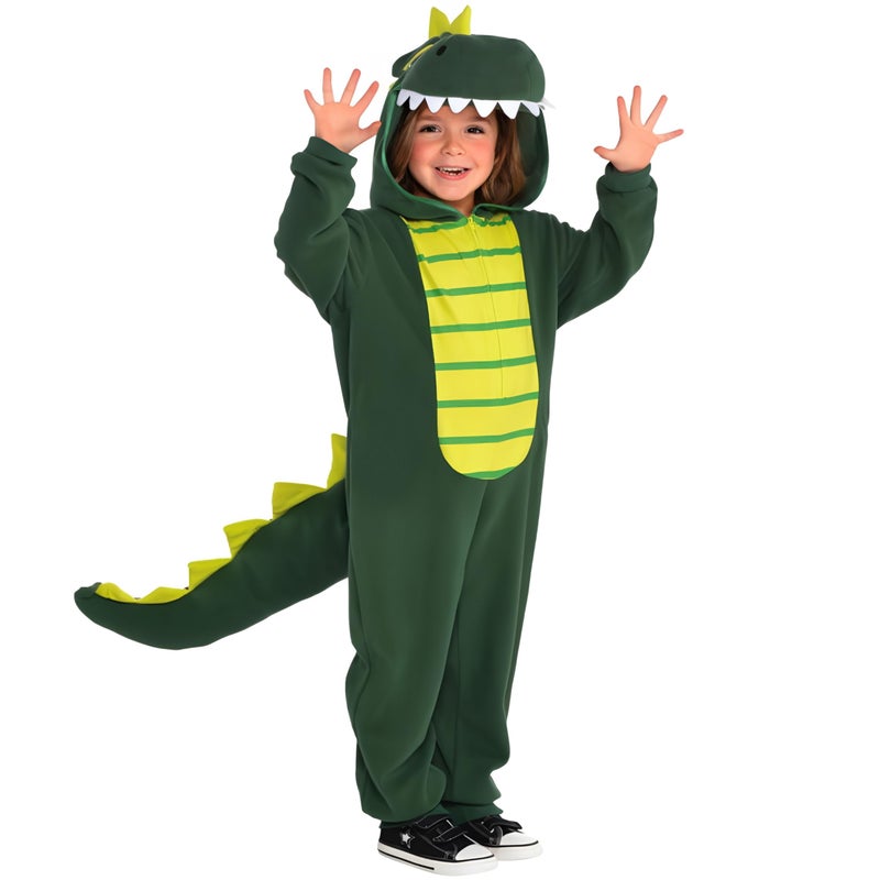 Amscan Green Dinosaur Zipster Costume For Kids ? Small (4-6) - Soft, Colorful Fleece - Adorable & Unique Cosplay Costume ? Perfect for Halloween - Image 2