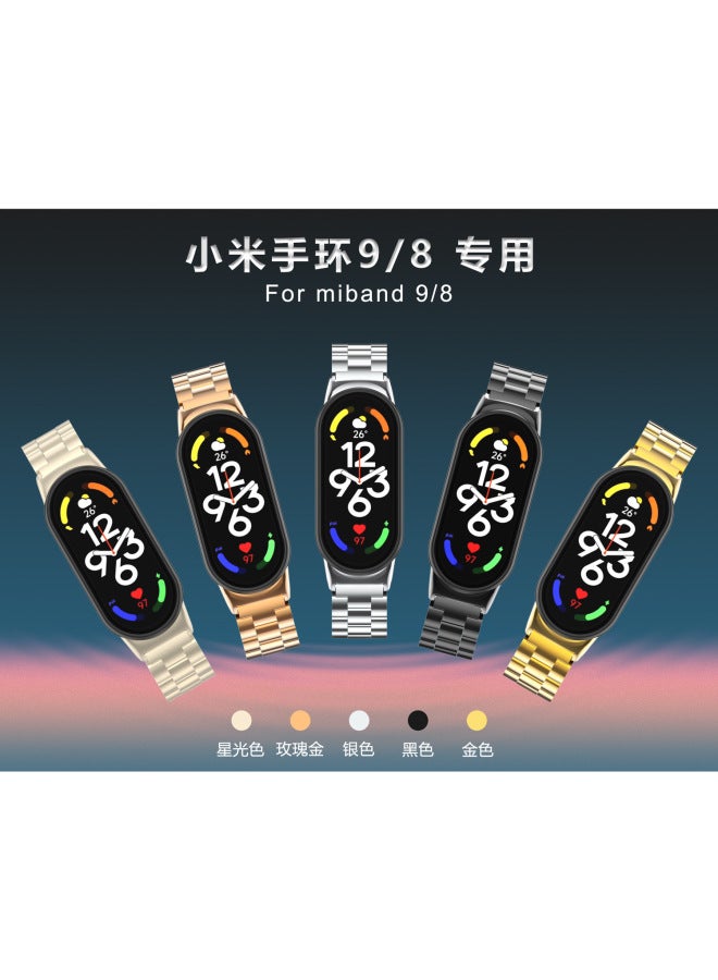 Suitable For Xiaomi Mi Band 10 Strap Stainless Steel Solid Three-bead Metal Wristband Miband8 Xiaomi 9 Bracelet Strap - Image 2