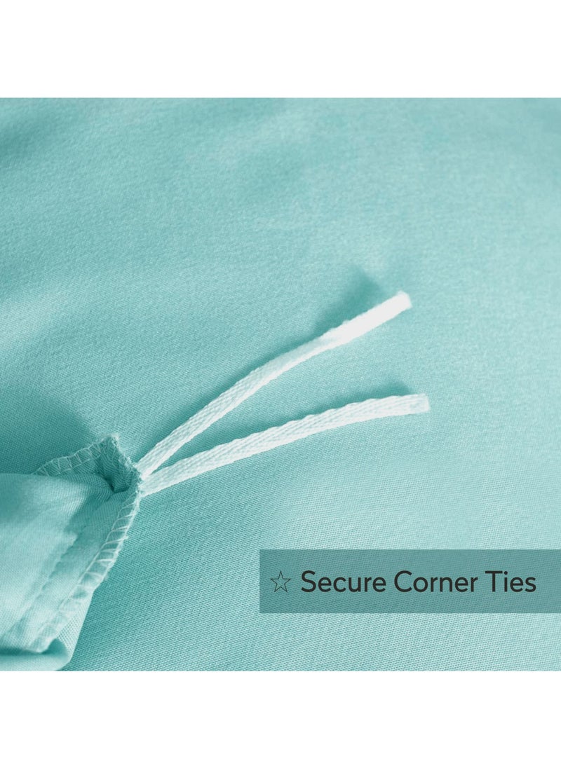 Donetella - 2- Piece Ruffled Duvet Cover Set Soft Microfiber (Without Filler) Turquoise, Twin Size - Image 1