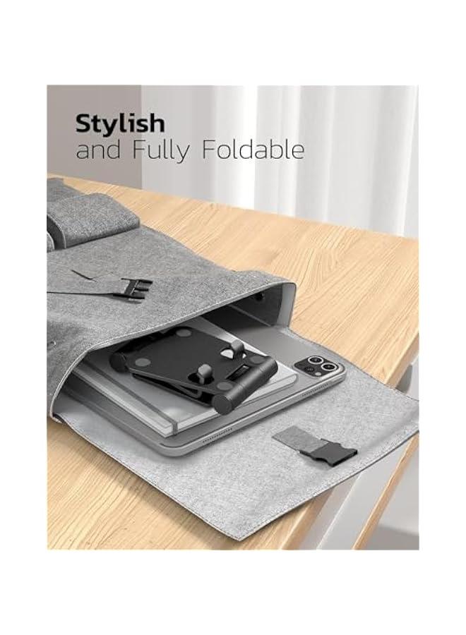 HOOKOR Dual Folding Cell Phone Stand, Fully Adjustable Foldable Desktop Phone Holder Cradle Dock Compatible with Phone 15 14 13 12 11 Pro, Nintendo Switch, All Phones (Black) - Image 5