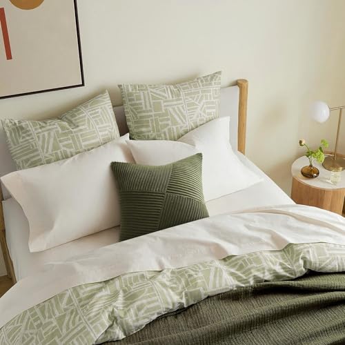 Topfinel Set of 2 Olive Green Decorative Throw Pillow Covers 16x16 Inches for Couch Bed Sofa Boho Aesthetic Home Decor Soft Corduroy Striped Patchwork Windmill Textured Cushion Cases 40x40 cm - Image 3