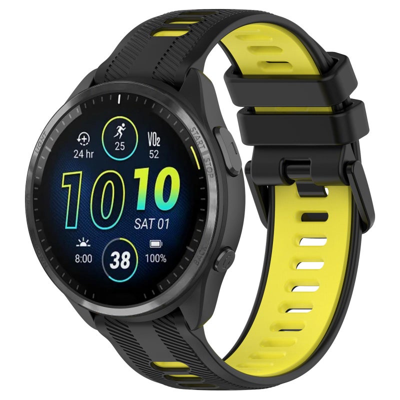 S-TOP For Garmin Forerunner 965 xDfind Two Color Silicone Watch Band(Black+Yellow) - Image 1