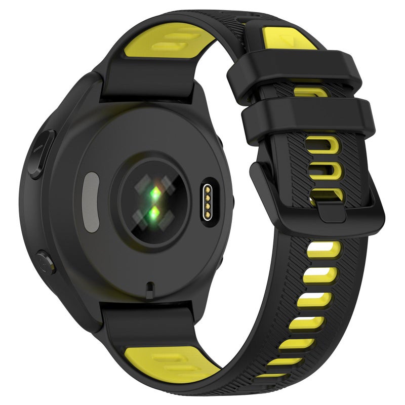 S-TOP For Garmin Forerunner 965 xDfind Two Color Silicone Watch Band(Black+Yellow) - Image 3