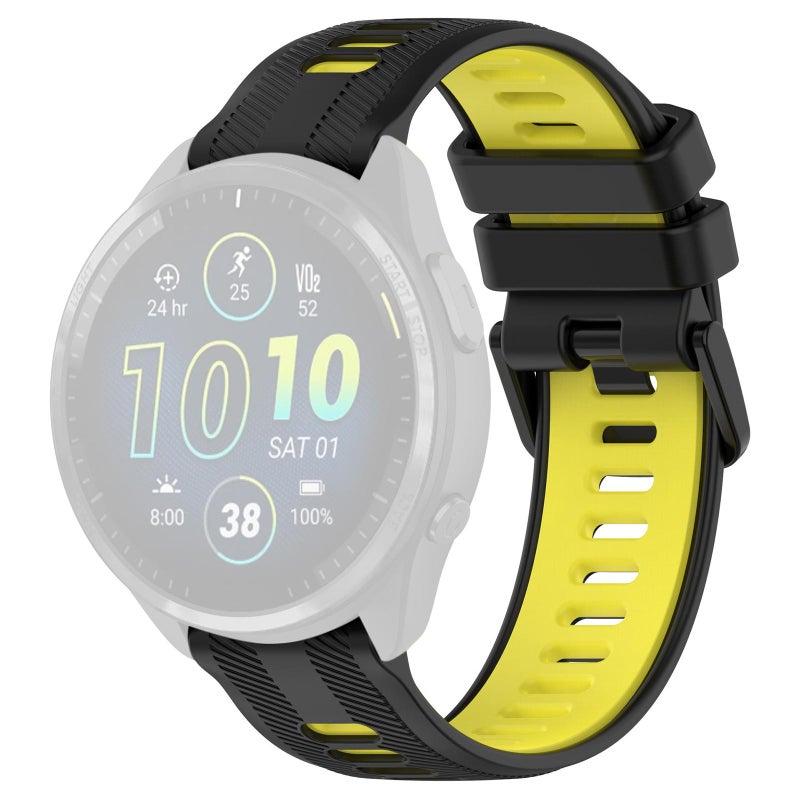 S-TOP For Garmin Forerunner 965 xDfind Two Color Silicone Watch Band(Black+Yellow) - Image 2