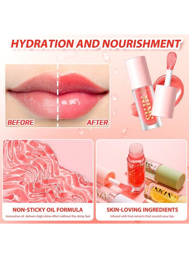 BANGFENG 2Pack Non-sticky Lip Oil, Moisturizing Glossy/Shiny Lip Gloss Oil PlumpingTint, Hydrating Lip Gloss Lip Balm, Long Lasting Nourishing Fruit Flavoure Lip Oils(Strawberry + Coconut) - Image 3