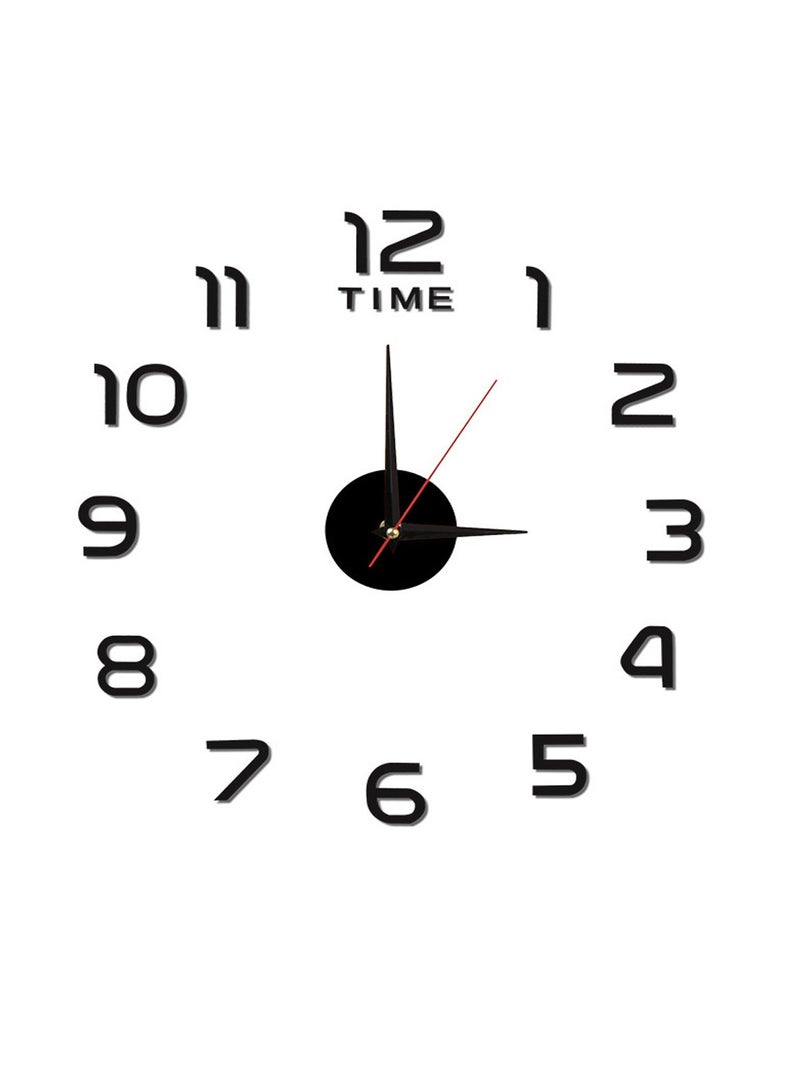 DIY Wall Clock Frameless Mirror Numbers Wall Stickers for Home  Office Decorations (40CM), Black  - Image 1