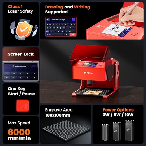 AlgoLaser 3W Smart Laser Engraver Machine, Class 1 Portable Laser Engraving Machine with Built-in AlgoOS System, No PC Needed, Laser Engraving for Wood, Acrylic, Leather. - Image 3