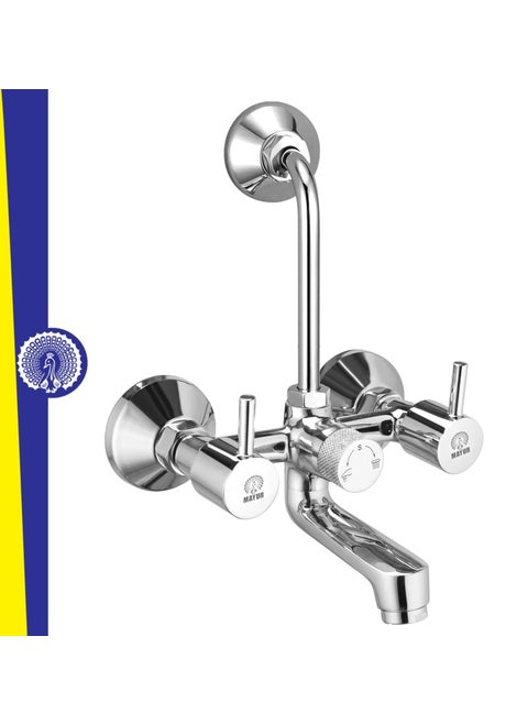 MAYUR CICH Brass Wall Mixer for Bathroom Tap with Overhead Shower Arrangement Chrome Finish for Hot and Cold Water Flare