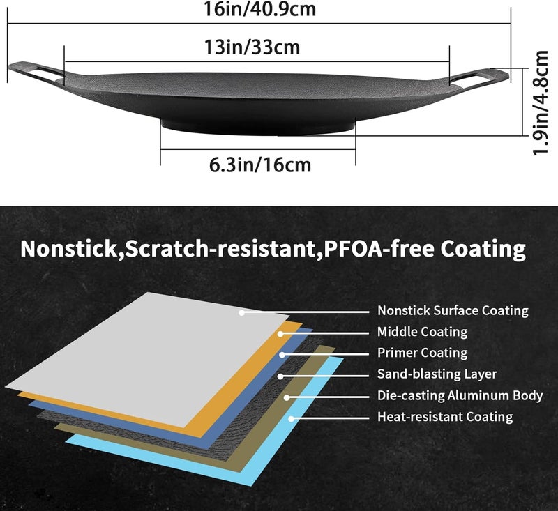 Sanbege Korean Grill Pan with Nonstick 6-Layer Coating, 13" Round BBQ Griddle with Bag, Compatible for Induction, Gas Stove, Electric Cooktop, Indoor or Outdoor Grilling - Image 3