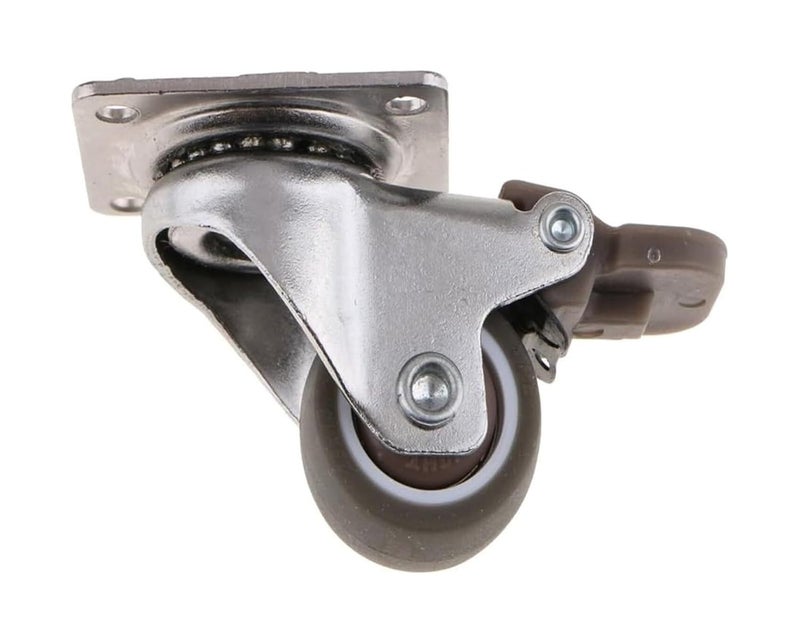 عجلات كاستور رمادية ثقيلة 1.5 بوصة، قاعدة دوارة مطاطية، لوحة علوية صامتة لاستبدال أثاث الخزائن - Image 1