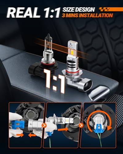 SEALIGHT H10 9145 9140 LED Fog Light Bulbs, 18000Lumen 1000% Super Bright 6500K Cool White, 1:1 Mini Size H10 LED Fog Lights, Plug and Play for Car, Powersports, ATV/UTV, IP68 Waterproof, Pack of 2 - Image 3