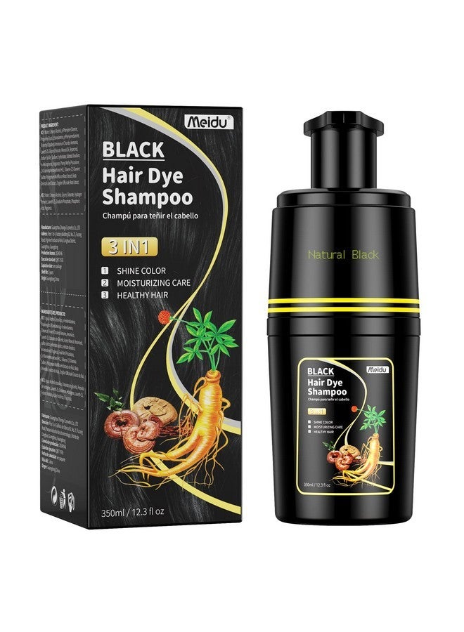 MEIDU Black Hair Dye Shampoo 3 in 1 for Grey Hair Coverage, Hair Dye Shampoo for Women Men, Herbal Ingredients 350ml - Image 1