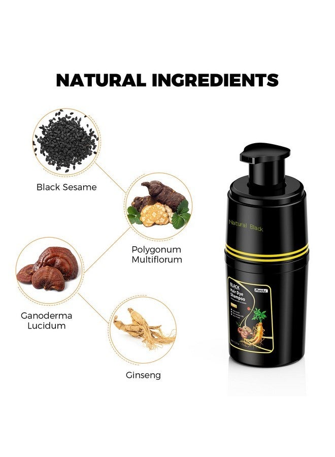 MEIDU Black Hair Dye Shampoo 3 in 1 for Grey Hair Coverage, Hair Dye Shampoo for Women Men, Herbal Ingredients 350ml - Image 4