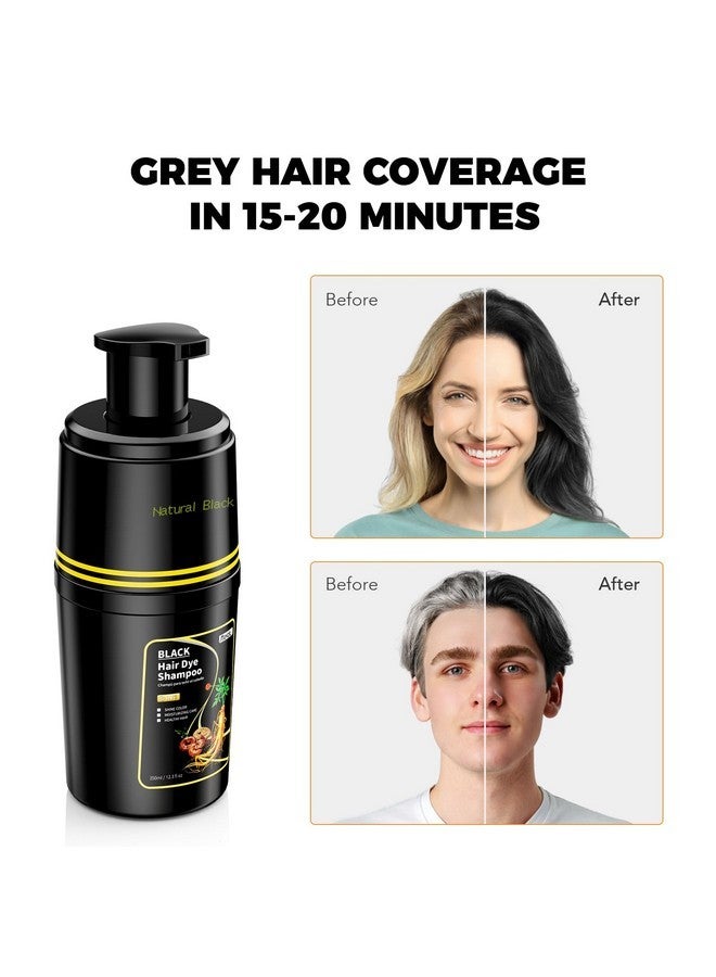 MEIDU Black Hair Dye Shampoo 3 in 1 for Grey Hair Coverage, Hair Dye Shampoo for Women Men, Herbal Ingredients 350ml - Image 2