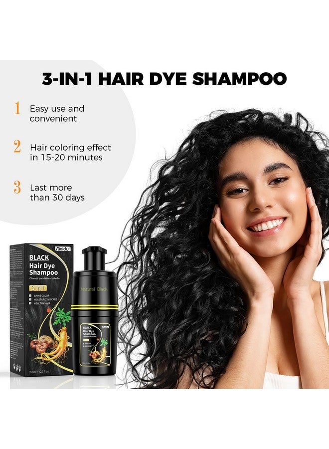 MEIDU Black Hair Dye Shampoo 3 in 1 for Grey Hair Coverage, Hair Dye Shampoo for Women Men, Herbal Ingredients 350ml - Image 3
