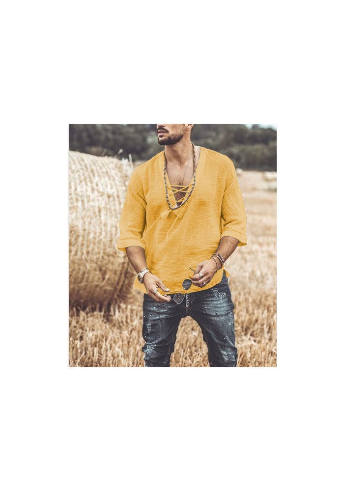 2025 new wish explosions men's chest lace corns sleeve T-shirt shirt - Image 1