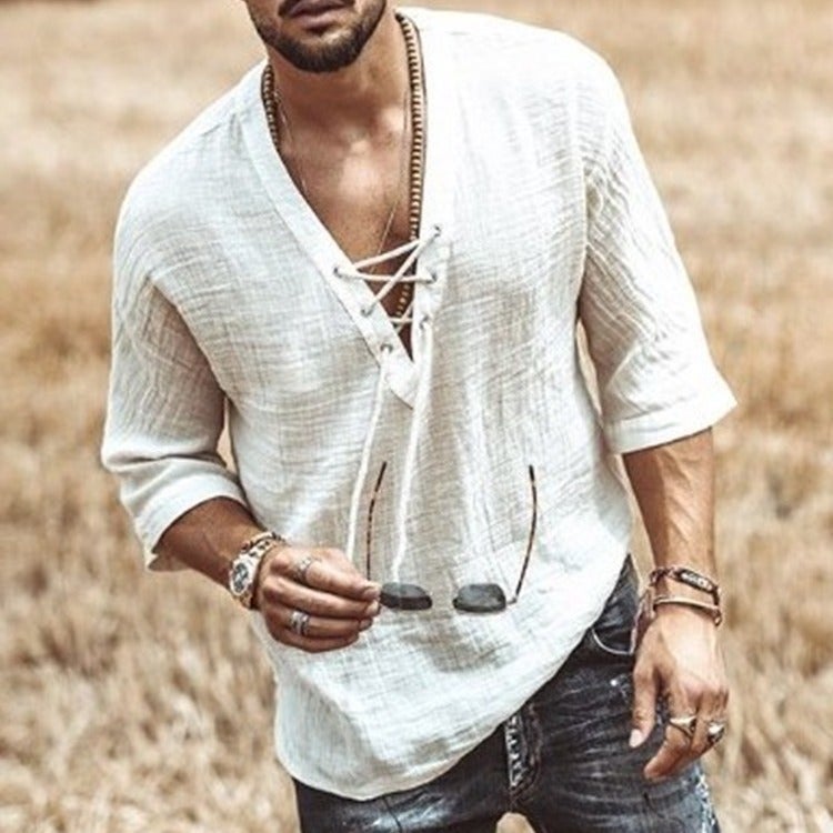 2025 new wish explosions men's chest lace corns sleeve T-shirt shirt - Image 2