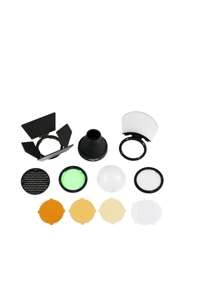 GODOX AK-R1 Accessory Kit for H200R Round Flash Head – Magnetic Modifier Set with Diffuser, Honeycomb Grid, Snoot, Barn Doors & Filters