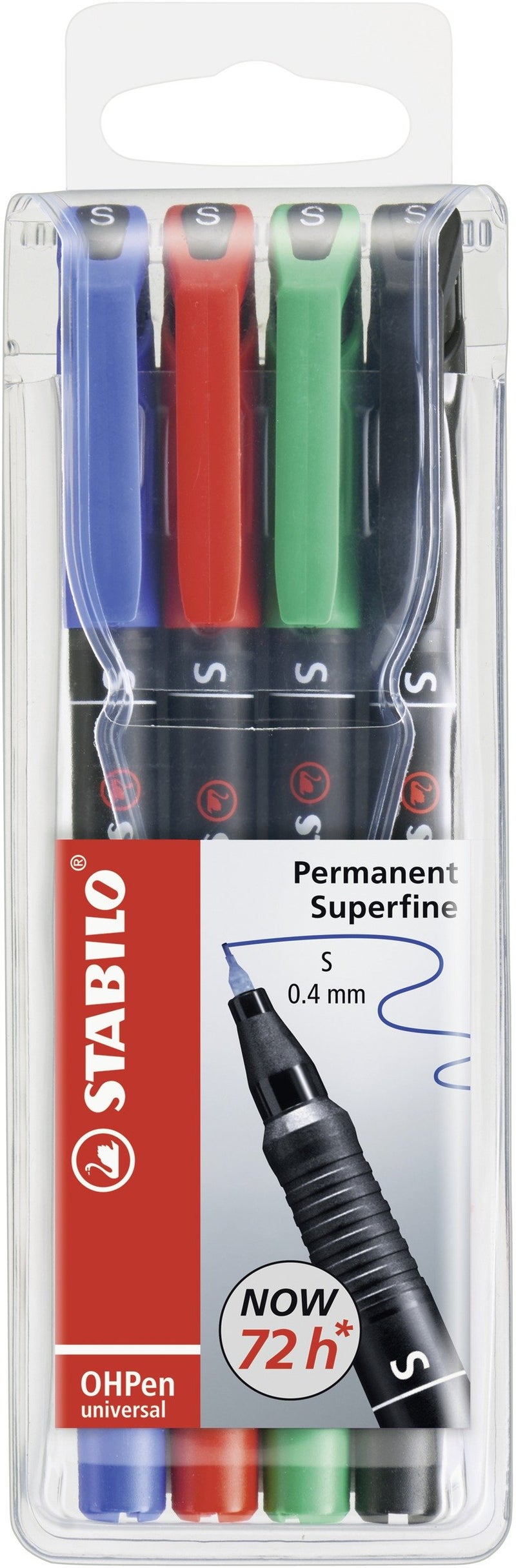 STABILO OHP Pen OHP Pen Permanent - Superfine - Wallet of 4 - Assorted Colors - Image 1