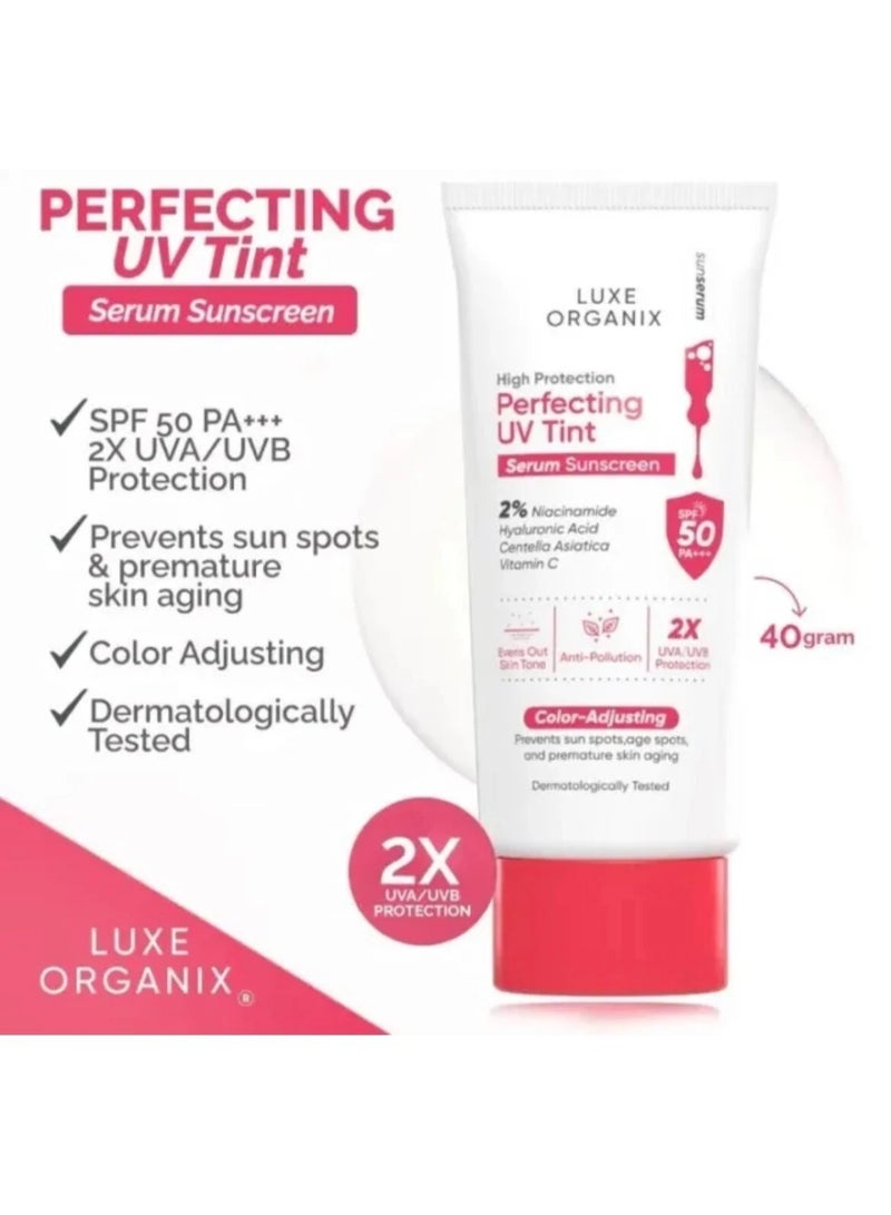 Luxe Organix Perfecting UV Tint Serum Sunscreen SPF 50 | Lightweight Makeup & Sun Protection | 40g - Image 3