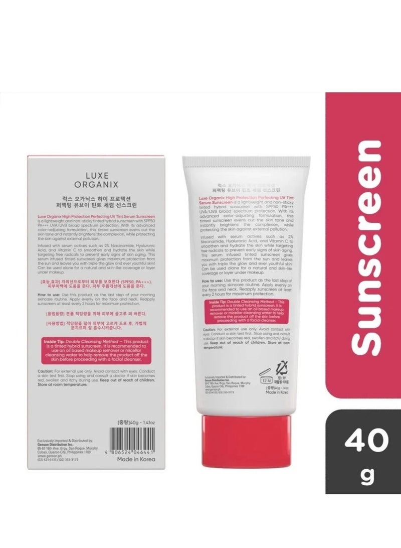 Luxe Organix Perfecting UV Tint Serum Sunscreen SPF 50 | Lightweight Makeup & Sun Protection | 40g - Image 2