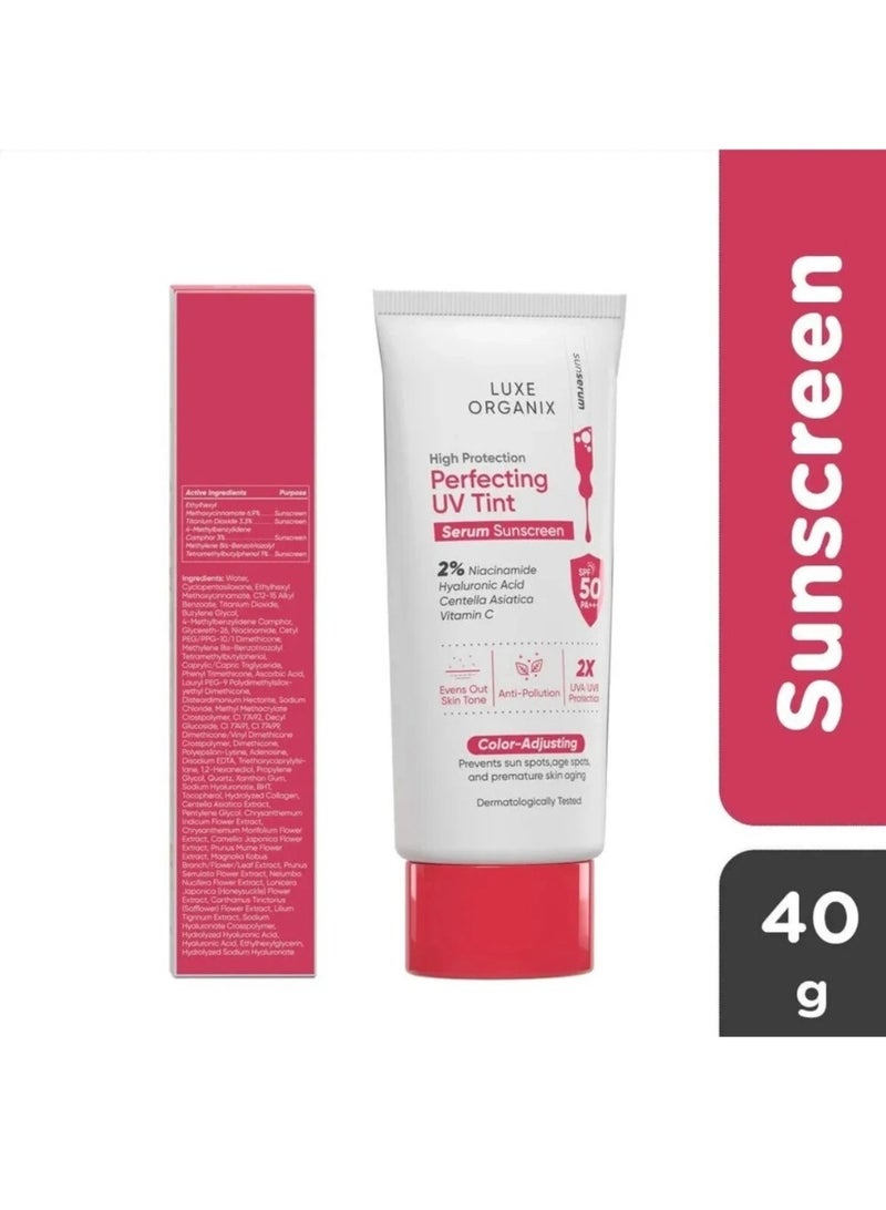Luxe Organix Perfecting UV Tint Serum Sunscreen SPF 50 | Lightweight Makeup & Sun Protection | 40g - Image 1