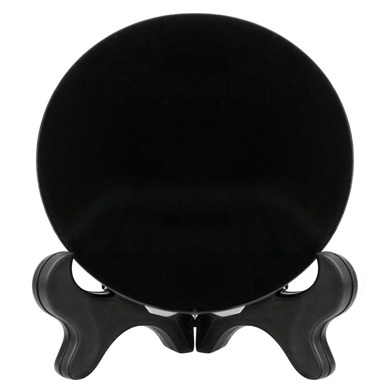 Marsrut Scrying Mirror Black Obsidian Circle Disc with Stand Natural Obsidian Alchemy Yoga Energy Feng Shui Fortune Telling Tools Divination Meditation Crystal Healing 50 mm