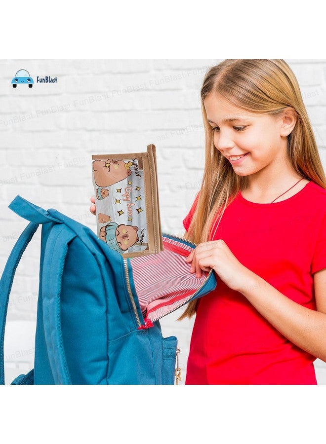 فنبلاست حقيبة أقلام رصاص من فن بلاست، حقيبة أقلام شفافة مزودة بسحاب للإغلاق، حقيبة أدوات مكياج محمولة، حقيبة قرطاسية لطيفة للطلاب والفتيات والبالغين والمكاتب - تصميم عشوائي (حقيبة أ) - Image 5