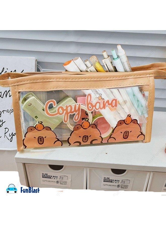 فنبلاست حقيبة أقلام رصاص من فن بلاست، حقيبة أقلام شفافة مزودة بسحاب للإغلاق، حقيبة أدوات مكياج محمولة، حقيبة قرطاسية لطيفة للطلاب والفتيات والبالغين والمكاتب - تصميم عشوائي (حقيبة أ) - Image 4