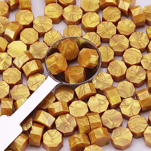 Yoption 150 Pieces Octagon Sealing Wax Beads Kit for Christmas Cards, Envelopes, Wedding Invitations, Wine Packages, Gift Idea (Gold) - Image 3