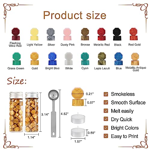 Yoption 150 Pieces Octagon Sealing Wax Beads Kit for Christmas Cards, Envelopes, Wedding Invitations, Wine Packages, Gift Idea (Gold) - Image 2
