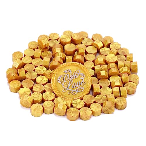 Yoption 150 Pieces Octagon Sealing Wax Beads Kit for Christmas Cards, Envelopes, Wedding Invitations, Wine Packages, Gift Idea (Gold) - Image 5