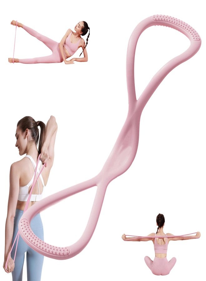 Timeno Resistance Bands, Figure 8 Exercise Bands for Women Men, Arm Back Elastic Rope for Glutes,Back,Fullbody Yoga Pulling Rope, Gift for Sports Lover/Beginner (25 lbs) (Pink) - Image 1