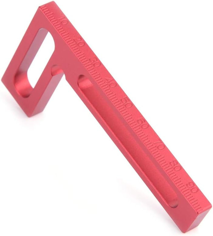 100 ملم أداة تثبيت مربعة من سبائك الألومنيوم L لأعمال النجارة قياس دقيق أحمر - Image 5