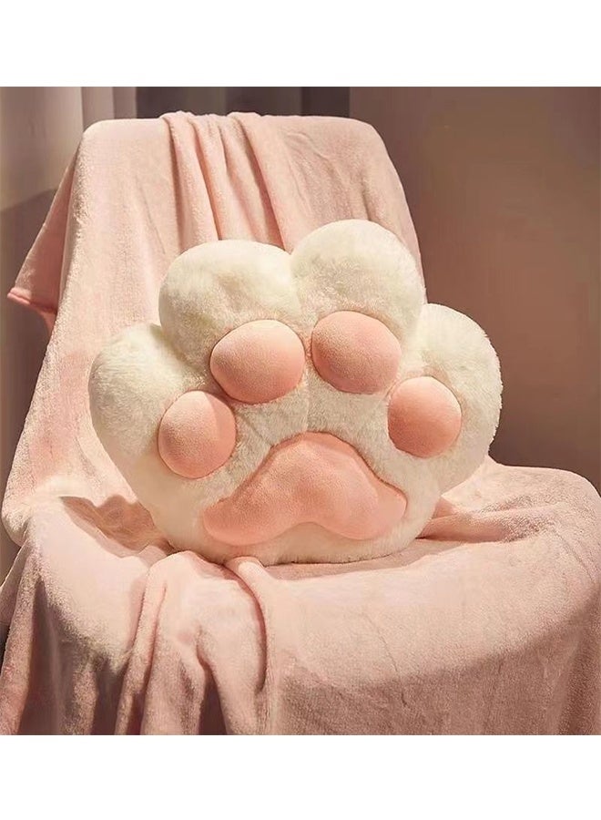 2-in-1 Plush Cat Paw Throw Pillow with Warm Blanket, Soft Cozy Cartoon Decorative Cushion, Multi-Functional Nap & Body Pillow for Bed, Sofa, Office, Travel (white) - Image 1