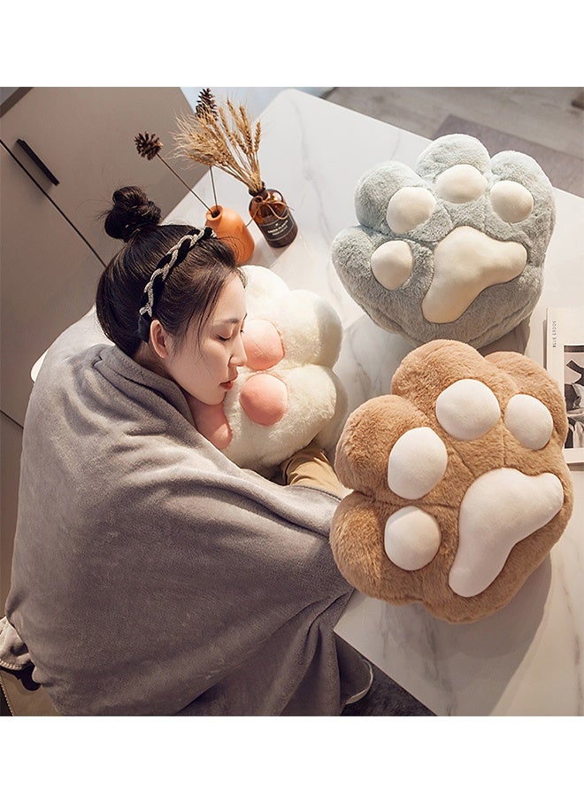 2-in-1 Plush Cat Paw Throw Pillow with Warm Blanket, Soft Cozy Cartoon Decorative Cushion, Multi-Functional Nap & Body Pillow for Bed, Sofa, Office, Travel (white) - Image 3
