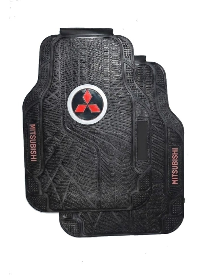 ميتسوبيشي مجموعة دواسات سيارة امامية وخلفية مخصصة من الجلد بتغطية كاملة مضادة للماء مانعة للانزلاق بلون اسود لسيارة ميتسوبيشى مكونه من 5 قطع - Image 1