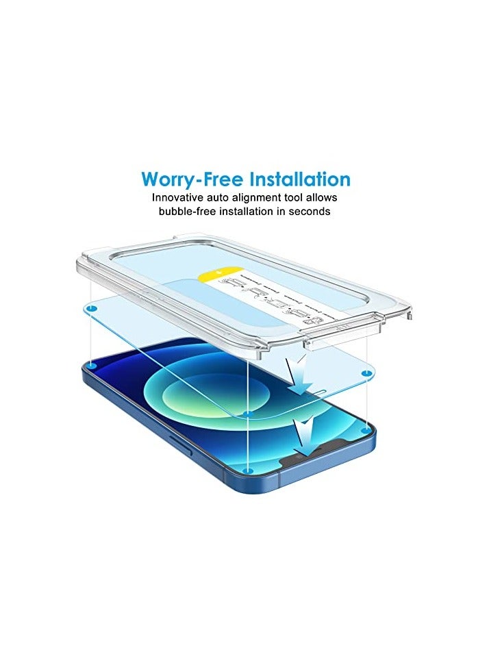 JETech One Touch Install Screen Protector for iPhone 12/12 Pro 6.1-Inch, Full Coverage Tempered Glass Film, Auto Alignment Tool Kit, HD Clear, 2-Pack - Image 5