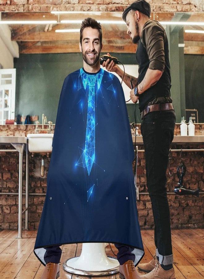 visesunny 3D Necktie Print Barber Cape Anti-Static Hair Cutting Cape with Snap Closure Professional Salon Polyester Beard Shaving Bib Water-Resistant Hairdressing Cape Adjustable Snap - Image 2