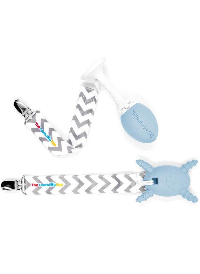 The Teething Egg A Baby Registry Must Have - The Teething Egg Blue Bundle - Infant Toys 3-6 Months, Sensory Toys for 0-6 Months, 6-12 months and up for Molar Teething, Baby Boy or Girl up to 18 Months  - Image 1
