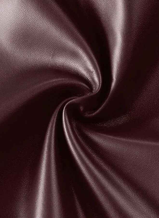 Take Two Burgundy Burgundy Faux Leather Pleated Asymmetric Hem Top for Women | Best Price UAE