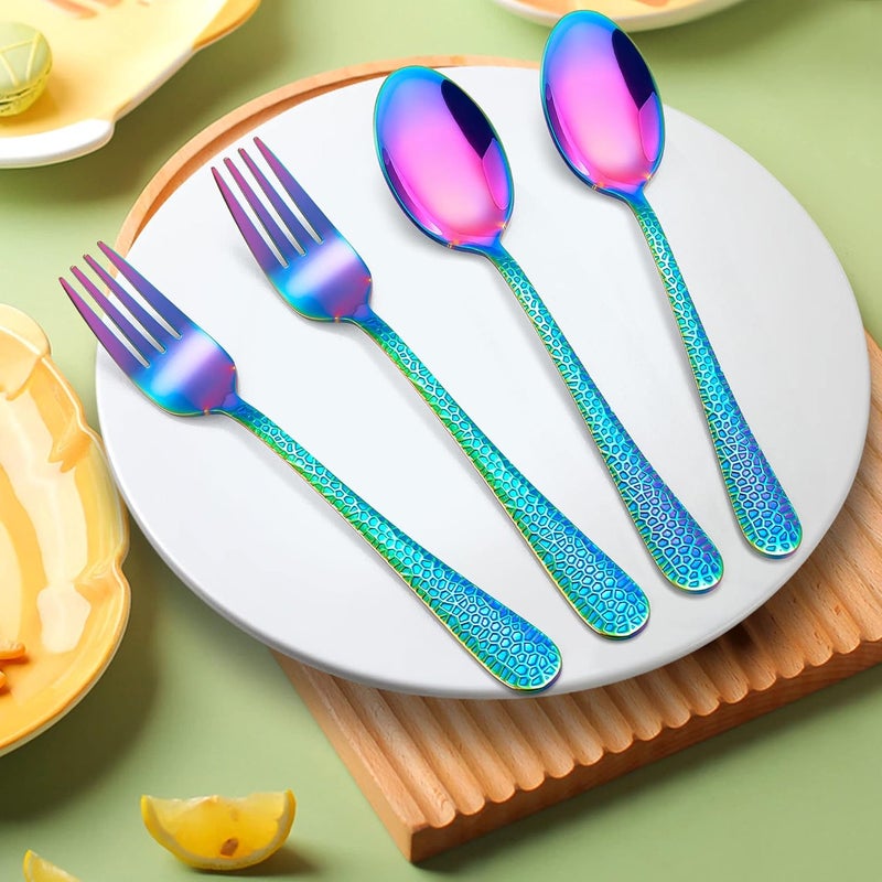 LIANYU 10Piece Kids Silverware Set Rainbow Toddler Utensils Flatware Set Stainless Steel Child Preschooler Cutlery Set Includes 5 Kids Spoons 5 Kids Forks Dishwasher Safe - Image 4