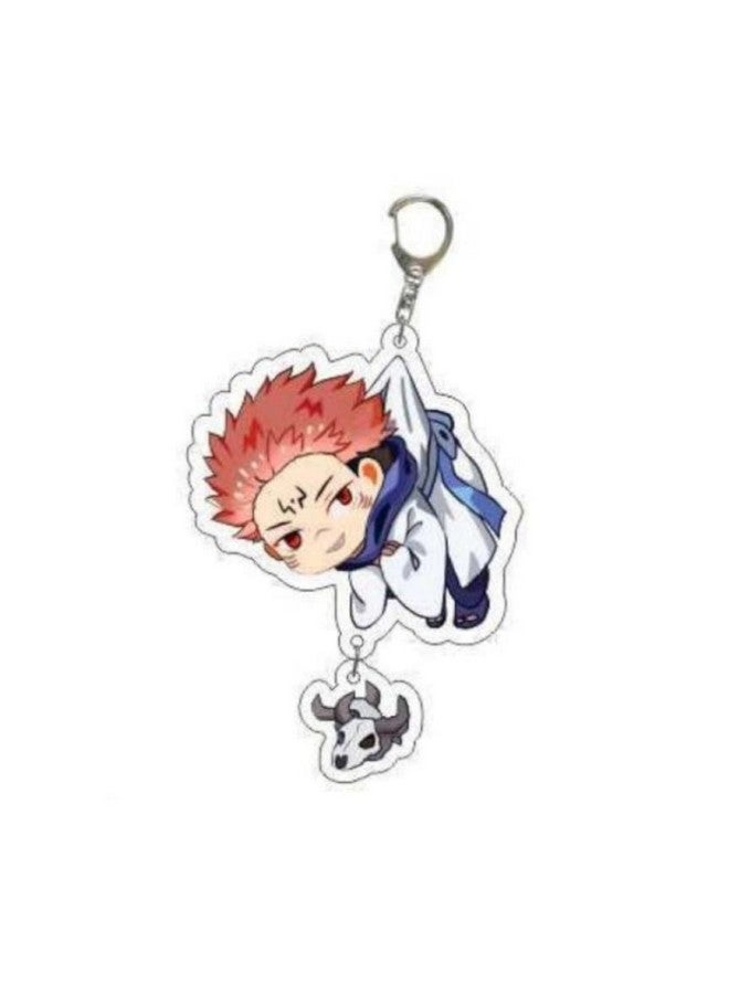 Careflection Jujutsu Kaisen Hanging Keychain Itadori Yuji Satoru Nobara Anime Double-Sided Transparent Acrylic Pendant (Sukuna) - Image 1