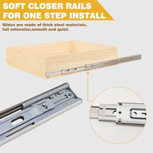 Grehitk Pull Out Cabinet Organizer, 17''W×21''D×19''H Soft Close Slide Out Wooden Pull out Drawers, Three Tier Slide out Wood Cabinet Organizer, for Base Cabinet Organization in Kitchen, Pantry, Bathroom - Image 4
