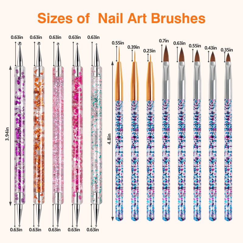 TOCOLES 31pcs Nail Art Brushes, Nail Art Design Tools Kit with Liner Brush Dotting Tools Drawing Pens Design Tools Polish Brushes for Women Nails Gel Painting - Image 3