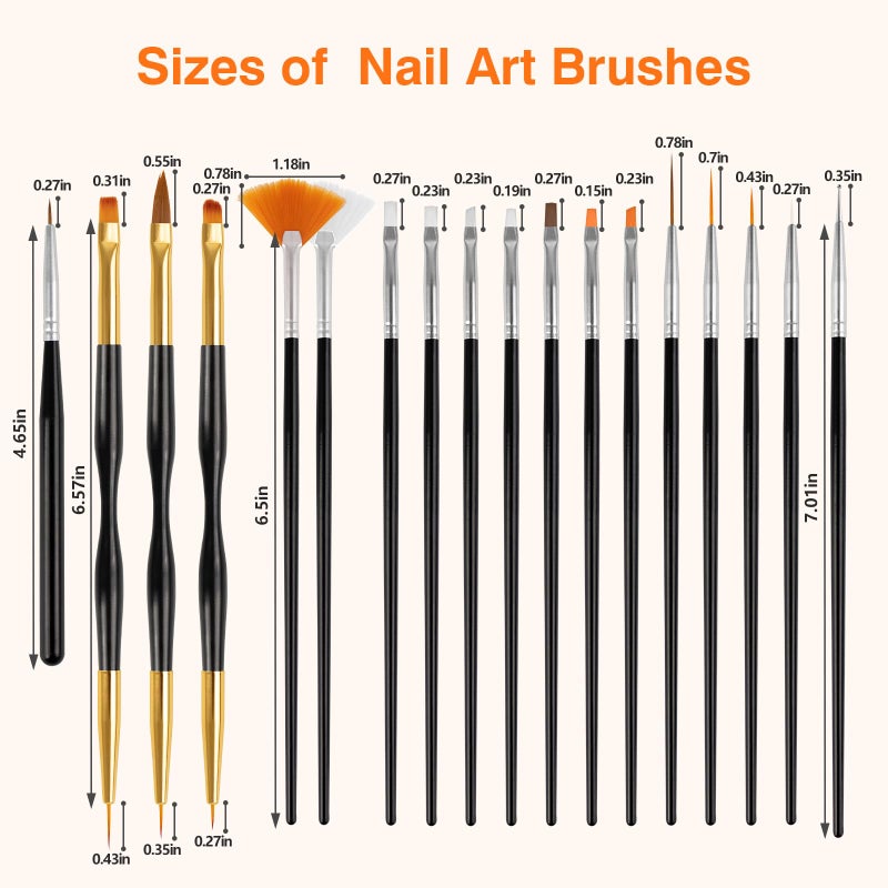 TOCOLES 31pcs Nail Art Brushes, Nail Art Design Tools Kit with Liner Brush Dotting Tools Drawing Pens Design Tools Polish Brushes for Women Nails Gel Painting - Image 2