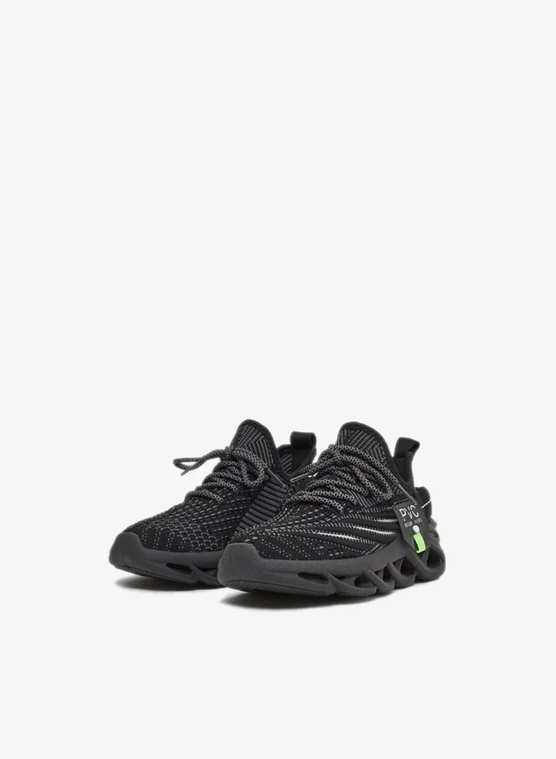 Take Two Take Two Boys Black Mesh Upper Lace Up Sport Sneakers